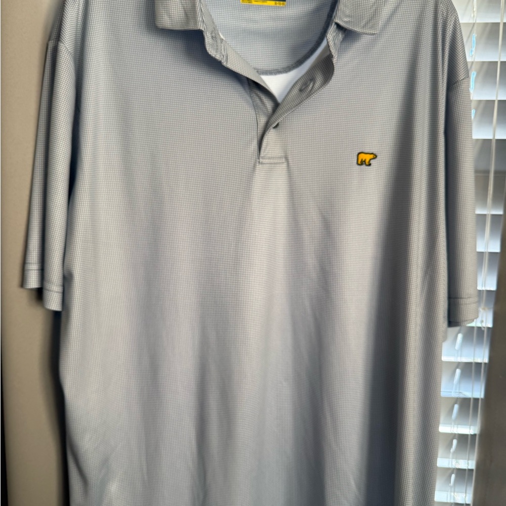 Men's Light Gray Polo with Yellow Bear Accent